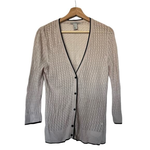 H&M Blush V-Neck 3/4 Sleeve Cardigan Sweater Size Large - Picture 1 of 9